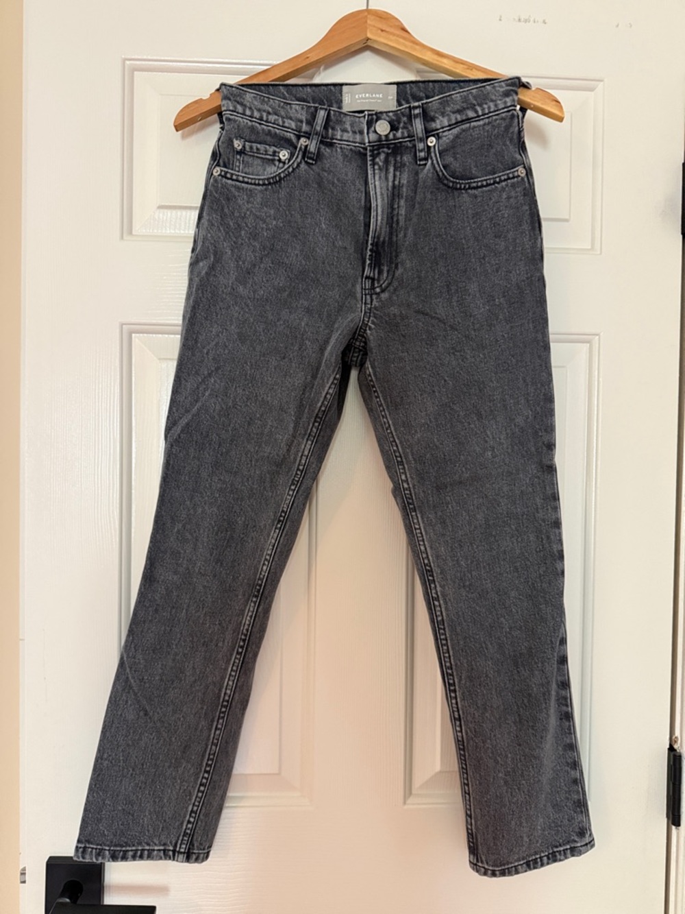 High-Rise Straight Leg Gray Jeans